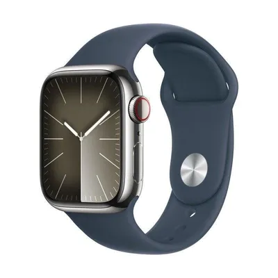Apple Watch Series 9 GPS + Cellular 41mm Retina OLED Silber Blauer Sportarmband S/M IP6X SpO2 EKG
