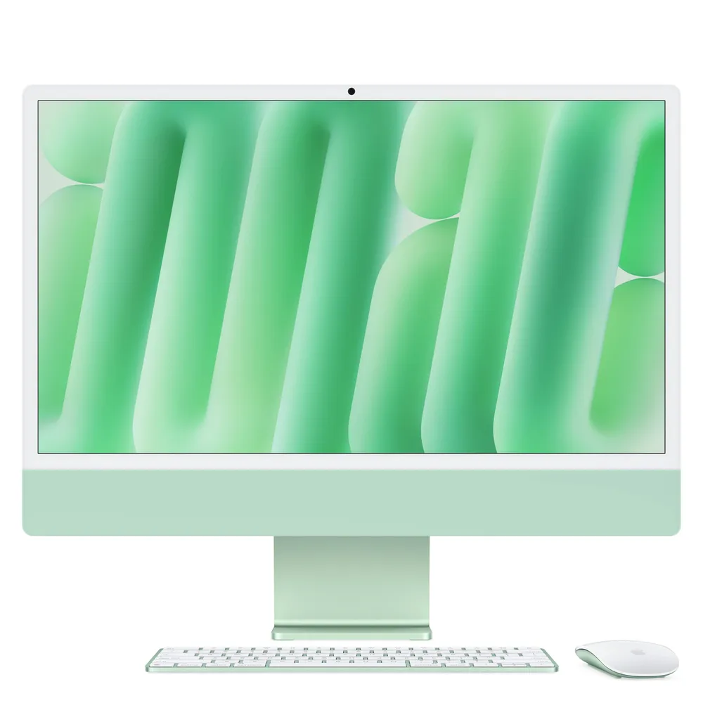 iMac 24" Retina 4.5k Display M4, Grün, M4 (8-CPU/8-GPU), 16GB, 256GB, Touch ID, Ziffernblock, Deutsch, Gigabit Ethernet, Magic Maus