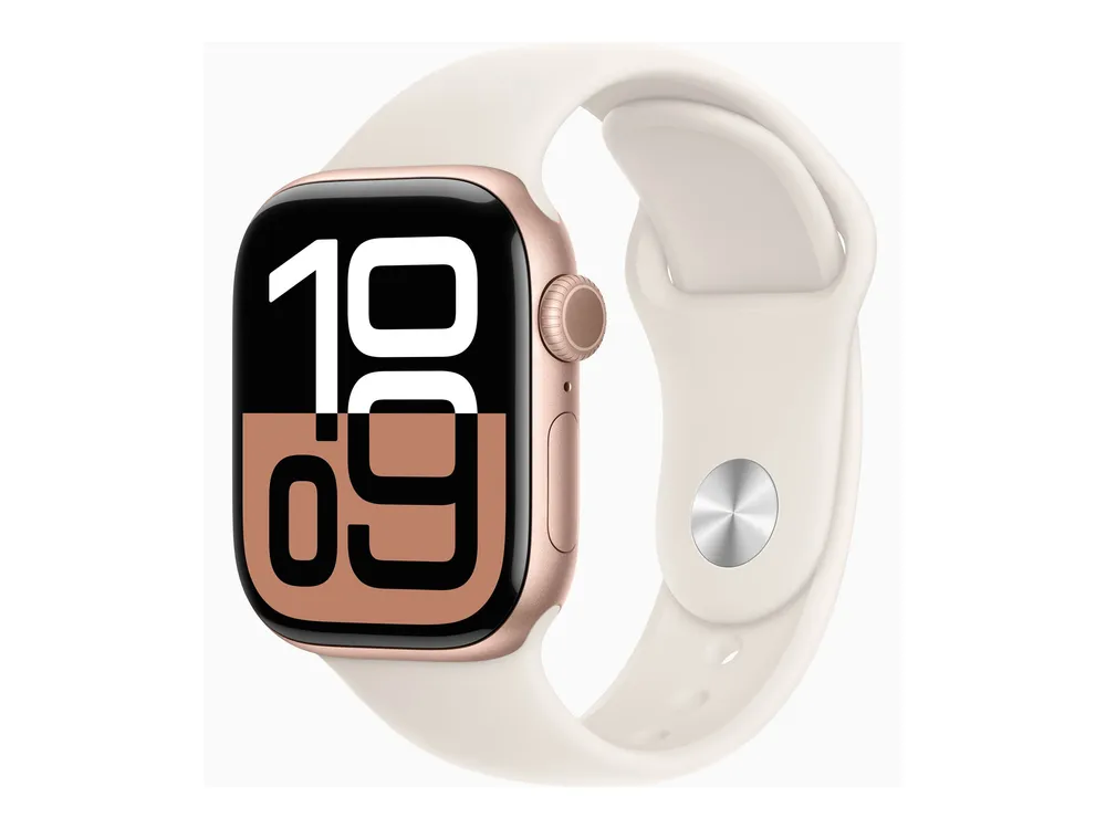 Apple Watch Series 10 (GPS) 42mm Aluminium rosegold mit Sportarmband S/M blassrosa | mwwh3qf/a |