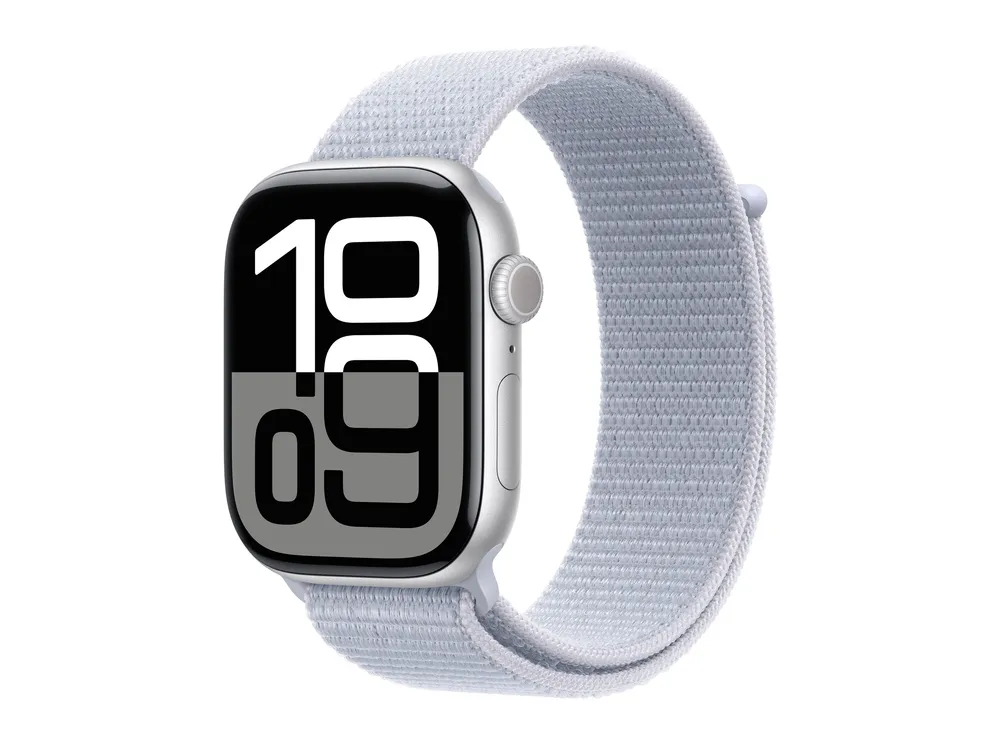 Apple Watch Series 10 (GPS) 46mm Aluminium silber mit Sport Loop Blaue Wolke | mwwn3qf/a |
