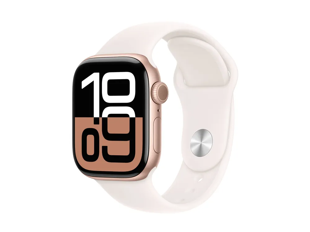 Apple Watch Series 10 (GPS + Cellular) 42mm Aluminium rosegold mit Sportarmband M/L blassrosa | mwxa3qf/a |