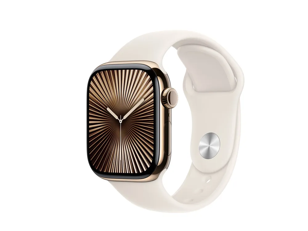 Apple Watch Series 10 (GPS + Cellular) 42mm Titan gold mit Sportarmband M/L Polarstern | mx073qf/a |