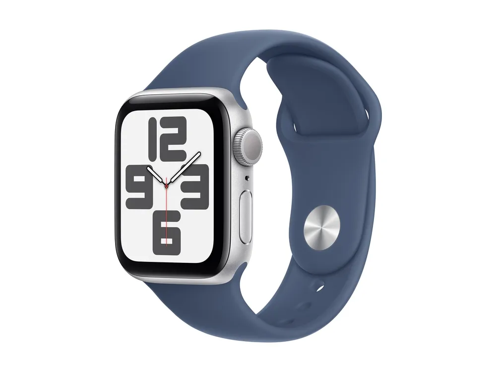 Apple Watch SE (2022) (GPS) 40mm silber mit Sportarmband S/M Denim | mxec3qf/a |