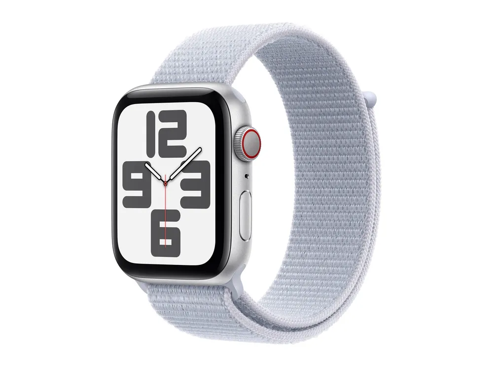 Apple Watch SE (2022) (GPS + Cellular) 44mm silber mit Sport Loop Blaue Wolke | mxgr3qf/a |
