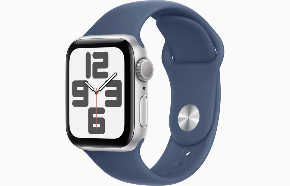 Watch SE GPS, 44 mm Aluminiumgehäuse Silber, Sportarmband Denim - S/M