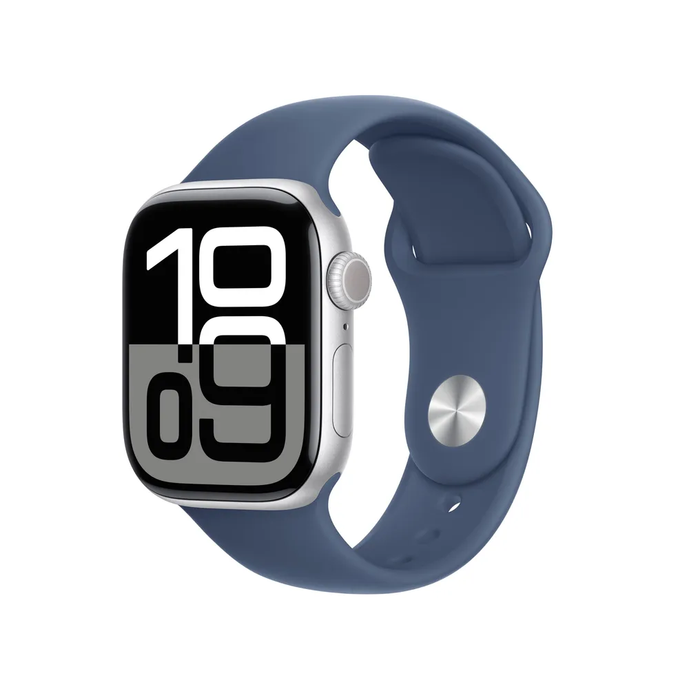 Watch Series 10 GPS + Cellular, 46 mm Aluminiumgehäuse Silber, Sportarmband Denim - M/L