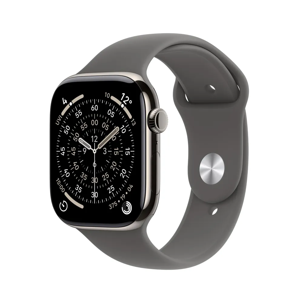 Watch Series 11, GPS + Cellular, 42mm, Natur Titangehäuse mit Steingrauem Sportband - M/L