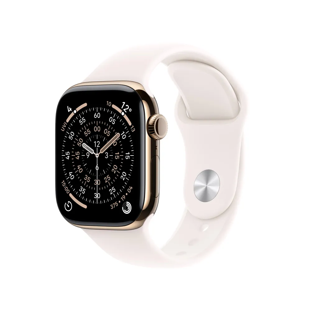 Watch Series 11, GPS + Cellular, 46mm, Gold Titangehäuse mit Blassrosa Sportarmband - S/M
