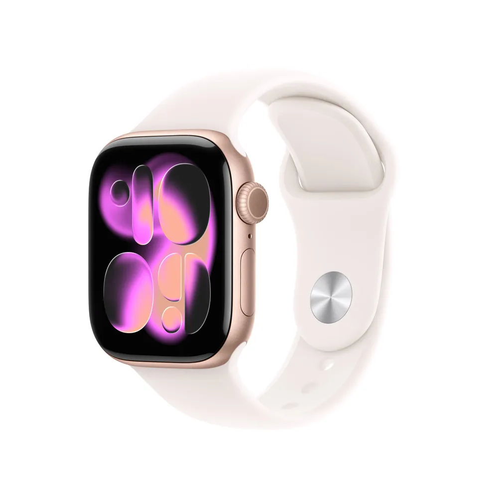 Watch Series 11, GPS + Cellular, 46mm, Rosegold Aluminiumgehäuse mit Blassrosa Sportband - M/L