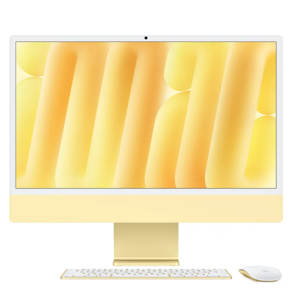 iMac 24" Retina 4.5k Display M4, Gelb, M4 (8-CPU/8-GPU), 16GB, 256GB, Touch ID, Ziffernblock, Deutsch, Gigabit Ethernet, Magic Maus