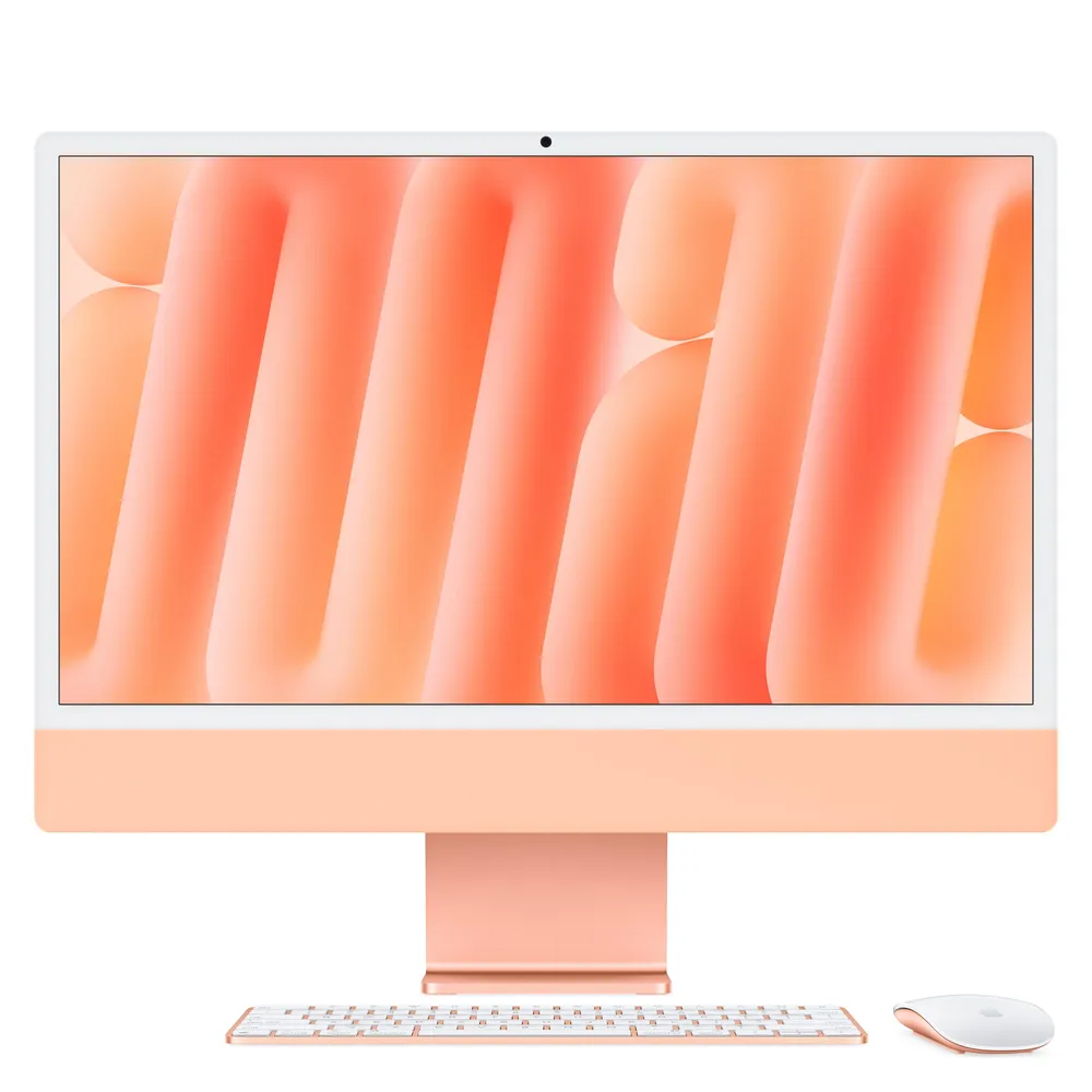 iMac 24" Retina 4.5k Display M4, Orange, M4 (8-CPU/8-GPU), 16GB, 256GB, Touch ID, Ziffernblock, Deutsch, Gigabit Ethernet, Magic Maus