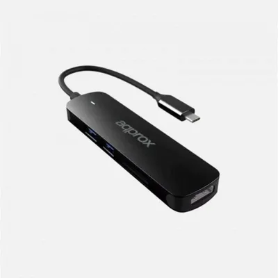 Hub USB Type-C Approx APPC45 5-in-1 HDMI 4K/30Hz 2x USB 3.0 SD/Micro SD Leser Schwarz