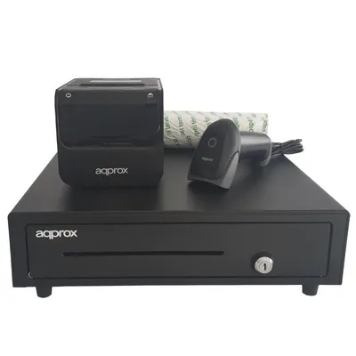 Approx appPOSPACK4180-2D Ethernet Thermodrucker mit Schublade und 2D-Lesegerät, Rollen inklusive