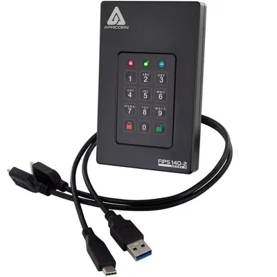 Disco Duro Apricorn Aegis Fortress L3 2TB HDD 5400rpm USB 3.2 PIN-Sicherheit