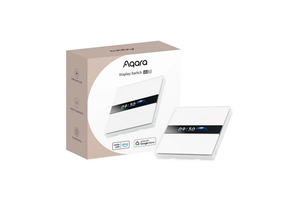 Aqara Display Switch V1 EU, Smarter Lichtschalter, mit LCD-Display, Erfordert Aqara Zigbee Hub