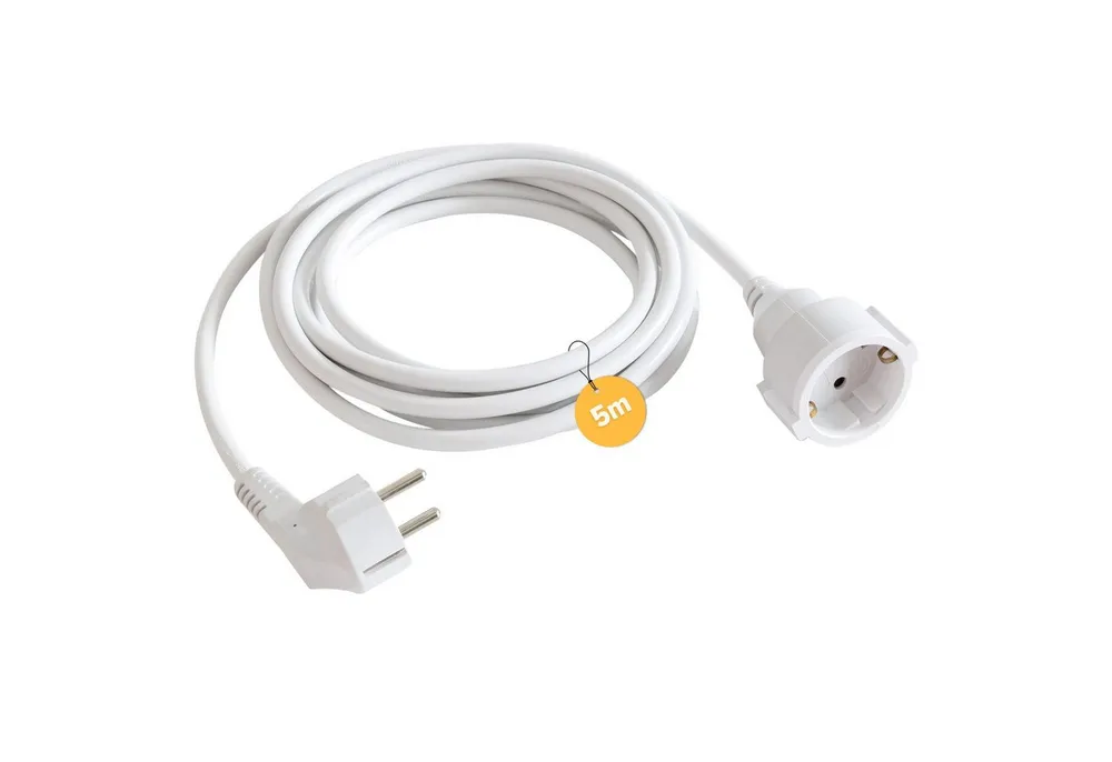 Arebos, IP20 Innenbereich, Kunststoffleitung, 5 m Verlängerungskabel, Typ F (Schuko), (5 cm), Aderzahl: 3 - Spannung: 230V - Nennstromaufnahme: 16 A