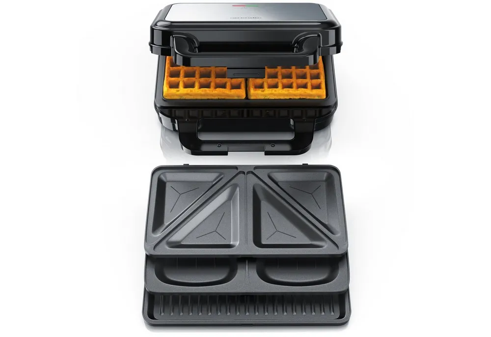 Arendo 3-in-1-Sandwichmaker 4in1 Sandwich Maker, Temperaturkontrolle, Cool Touch, BPA-frei, 900 W, Kabelaufwicklung, Antihaftbeschichtung, Anti-Rutsch-Füße
