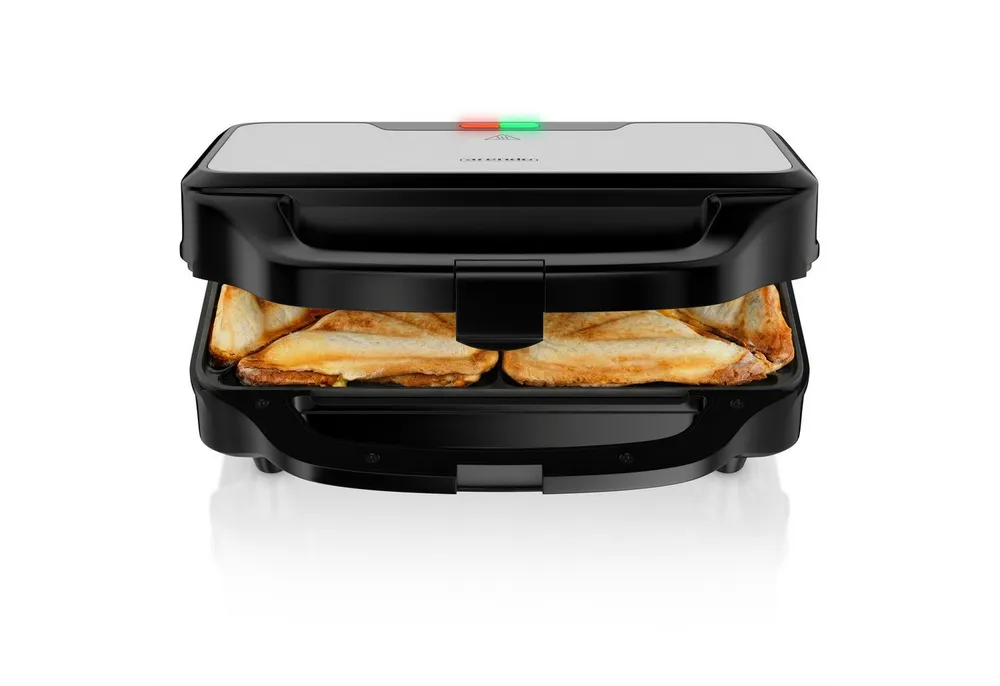 Arendo 3-in-1-Sandwichmaker Sandwichtoaster, 900 W, Antihaftbeschichtet, Schnellaufheizung, 900 W, automatische Temperaturregelung, 900 W, Edelstahl-Applikation