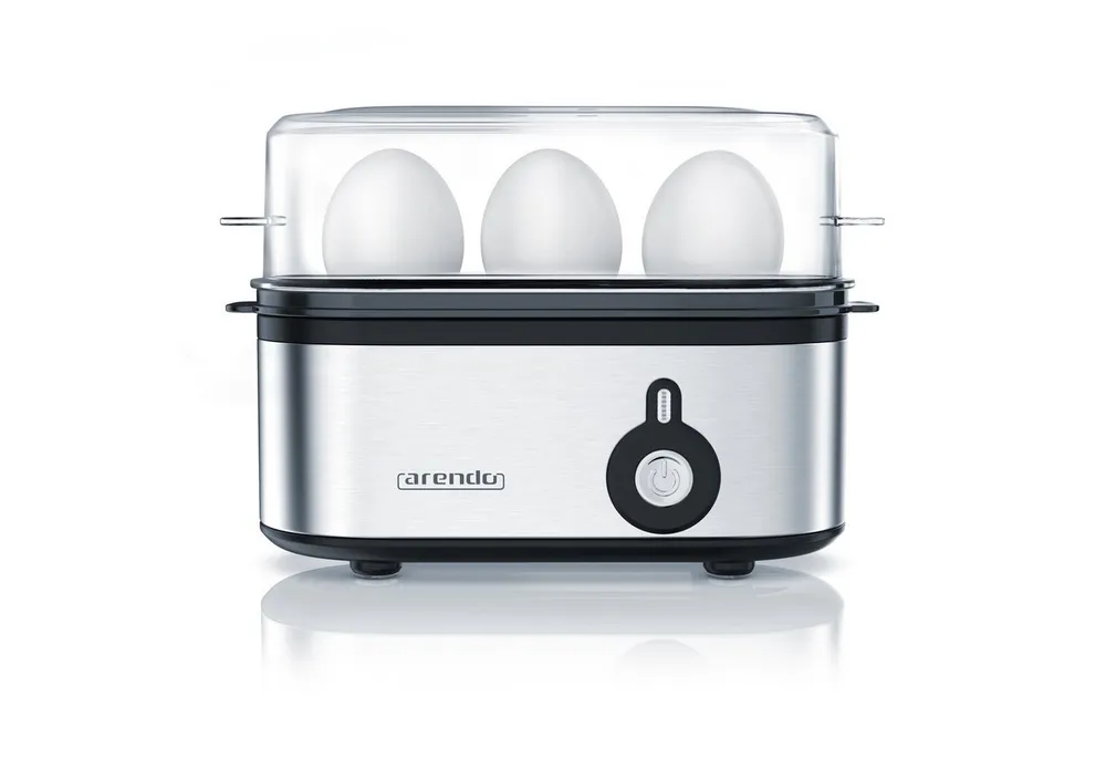 Arendo Eierkocher 3-fach, Edelstahl, Ein / Aus-Schalter, frei wählbarer Härtegrad, Anzahl Eier: 3 St., 210 W, Threecook Egg Cooker, GS, BPA-frei, für 1 bis 3 Eier