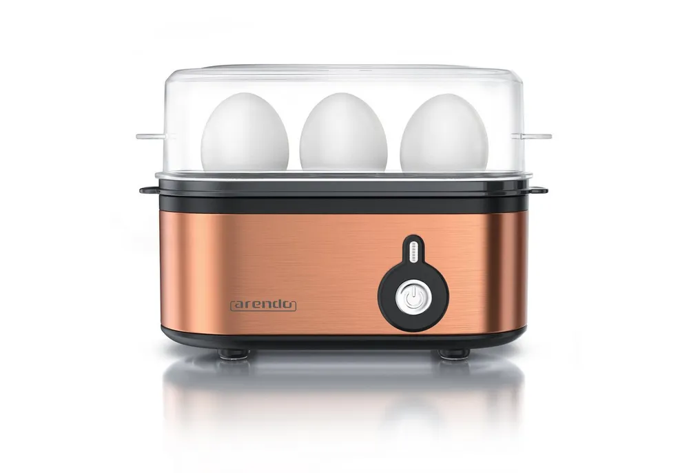 Arendo Eierkocher 3-fach, Edelstahl, Ein / Aus-Schalter, frei wählbarer Härtegrad, Anzahl Eier: 3 St., 210 W, Threecook Egg Cooker, GS, BPA-frei, für 1 bis 3 Eier