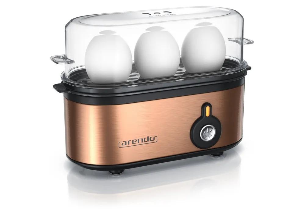 Arendo Eierkocher 3-fach, Edelstahl, frei wählbarer Härtegrad, Ein / Aus-Schalter, Anzahl Eier: 3 St., 210 W, Threecook Egg Cooker, GS, BPA-frei, für 1 bis 3 Eier