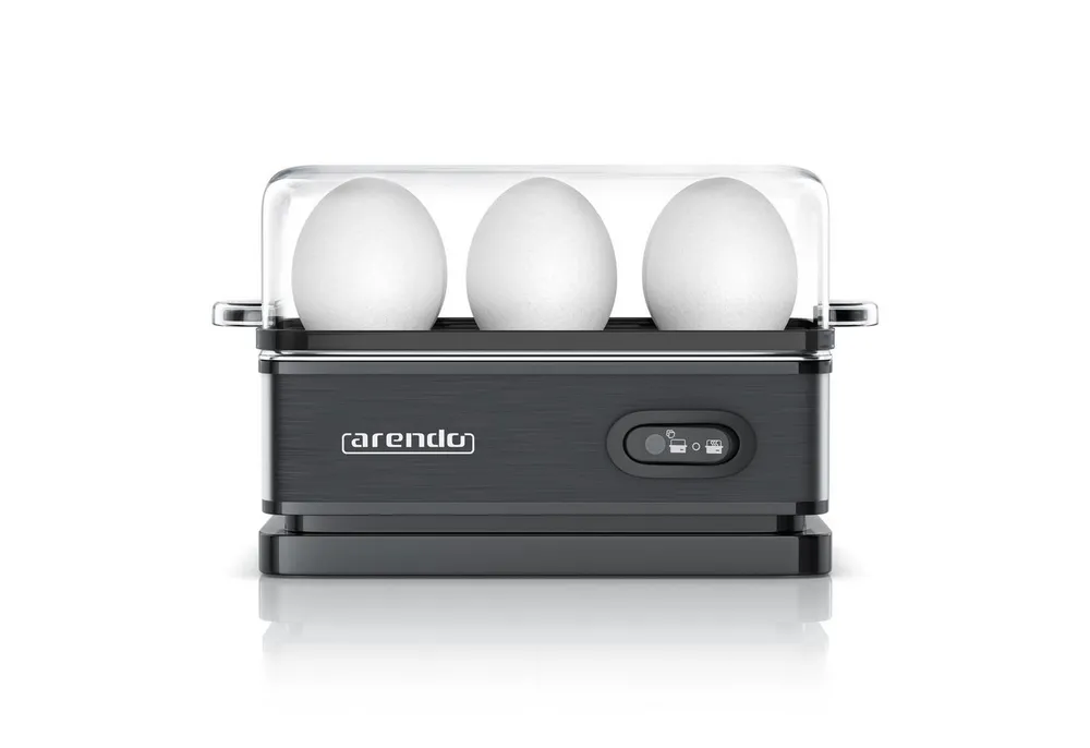 Arendo Eierkocher 6-fach, Edelstahl, frei wählbarer Härtegrad, mit Warmhaltefunktion, Anzahl Eier: 6 St., 400 W, Kipp-Funktionsschalter mit Indikationsleuchte, für bis zu 6 Eier