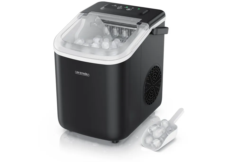 Arendo Eiswürfelmaschine Ice Maker Eiswürfelbereiter, max. 12kg Eiswürfe pro Tag, 1,1L Behälter, Eiswürfelautomat 2 Bullet-Größen, Sichtfenster, Tragegriff, doppelwand