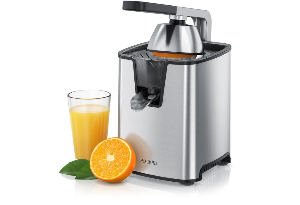 Arendo Entsafter Automatische Edelstahl Zitruspresse, Hebelarm, BPA-frei, 1000 W, Orangenpresse, Limettenpresse, 2 Presskegel, verstellbares Sieb