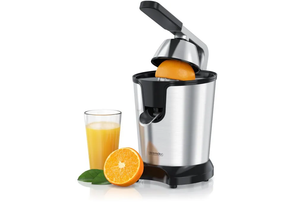 Arendo Entsafter Saftpresse elektrisch, Zitruspresse, Orangenpresse, Edelstahlkegel, 1000 W, 0,45 L Behälter, 2 Presskegel, spülmaschinengeeignet, BPA frei