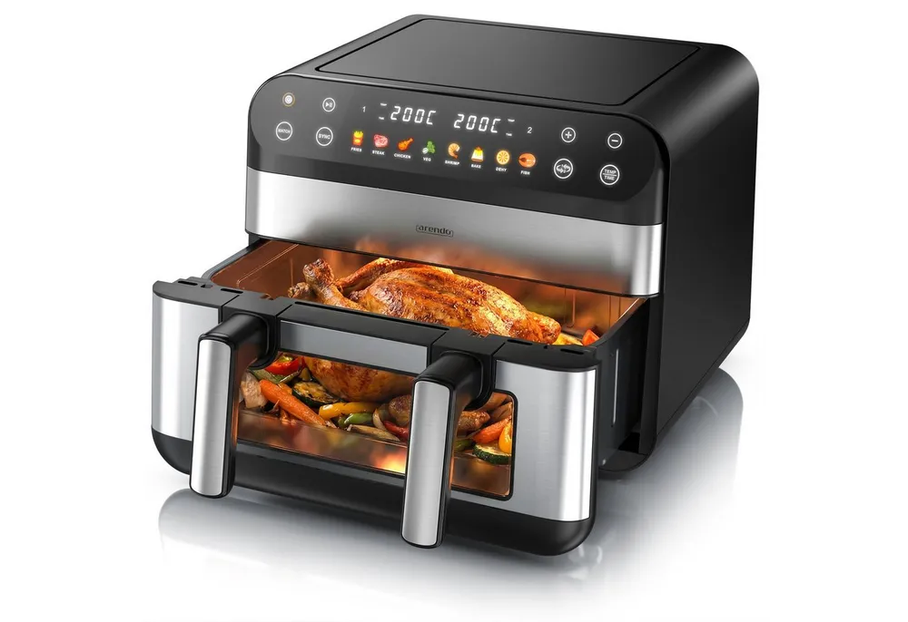 Arendo Heißluftfritteuse Airfryer XXL mit beleuchtetem Sichtfenster