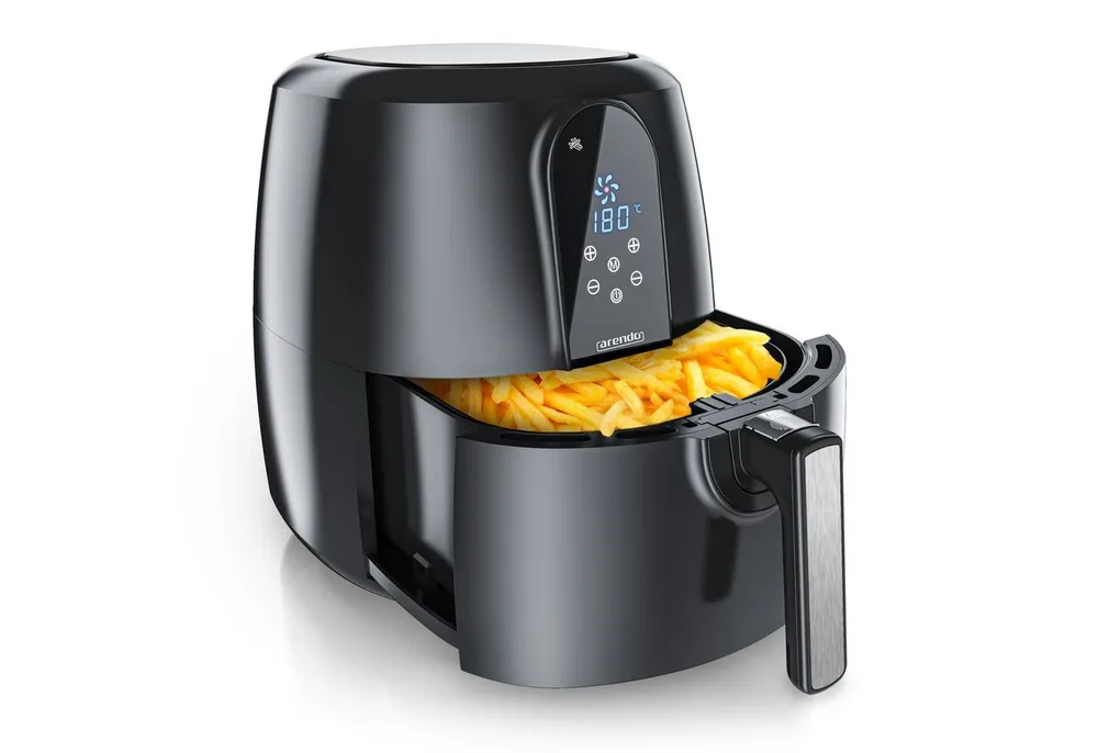 Arendo Heißluftfritteuse XXL Airfryer 5,2 Liter, bis 200 Grad, 3D Umluftsystem, Display, 1800 W, Fritteuse, Heissluftfritteuse, Frittieren ohne Öl, Timer, 7 Programme