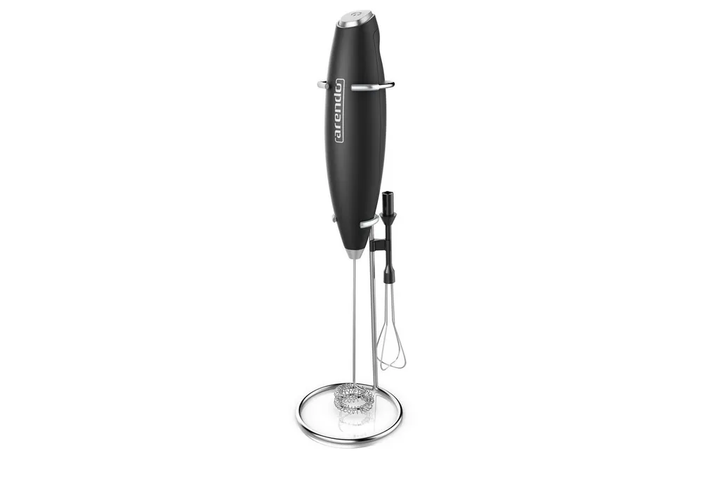 Arendo Milchaufschäumer Batteriebetriebener Handaufschäumer, Dual-Quirl & Schneebesen, leise, 13.000 U/min, Soft-Touch, einfache Reinigung, für Cappuccino, Shakes