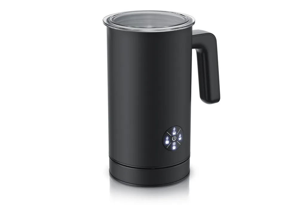 Arendo Milchaufschäumer elektrisch, 4 Programme, Doppelwandgehäuse, Antihaftbeschichtung, 500 W, Heiß & Kaltaufschäumen (150 & 300 ml), für Cappucino / Latte Macciato