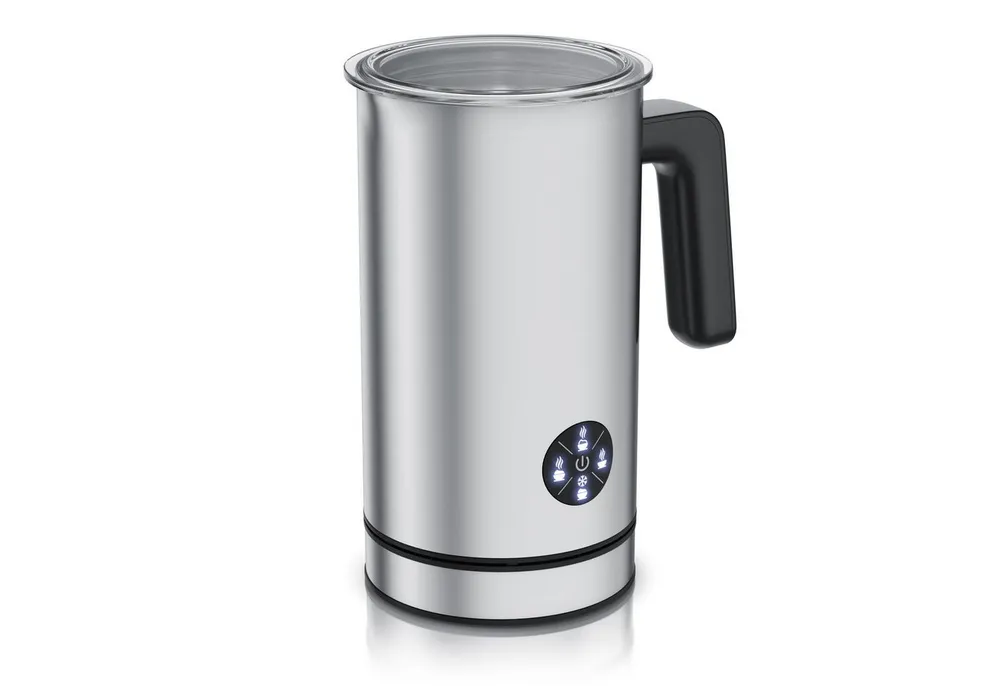 Arendo Milchaufschäumer elektrisch, 4 Programme, Doppelwandgehäuse, Antihaftbeschichtung, 500 W, Heiß & Kaltaufschäumen (150 & 300 ml), für Cappucino / Latte Macciato