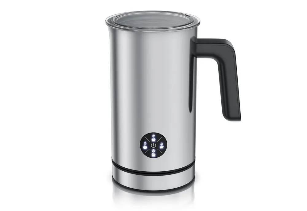 Arendo Milchaufschäumer elektrisch, Doppelwandgehäuse, 4 Programme, Antihaftbeschichtung, 500 W, Heiß & Kaltaufschäumen (150 & 300 ml), für Cappucino / Latte Macciato