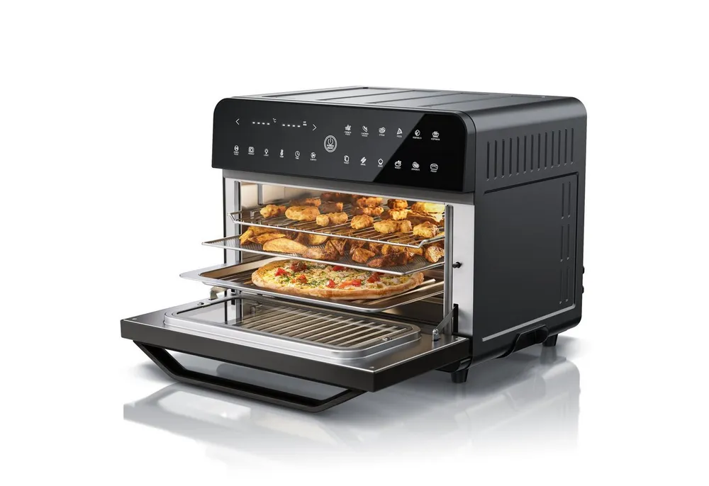 Arendo Minibackofen Heißluftfritteuse 25 L Edelstahl, Multifunktionsofen, Airfryer 1800 W, XXL Heißluftfritteuse 25L, Multifunktionsofen mit Zubehör