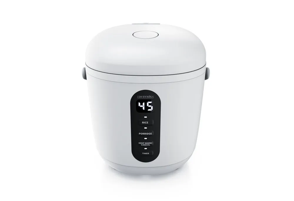 Arendo Reiskocher 0,8l, Messbecher & Reislöffel, Kochprogramme, Timer, Warmhaltefunktion, 300 W, 300 W, für Reis und Porridge, Innentopf Spülmaschinen geeignet