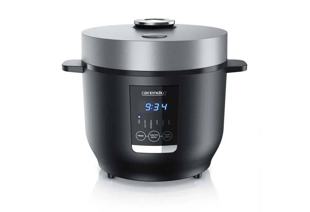 Arendo Reiskocher Digitaler Dampfgarer, Kochprogramme, Timer, Warmhaltefunktion, Display, 350 W, antihaftbeschichteter Gartopf, Reislöffel & Messbecher, Schongarer