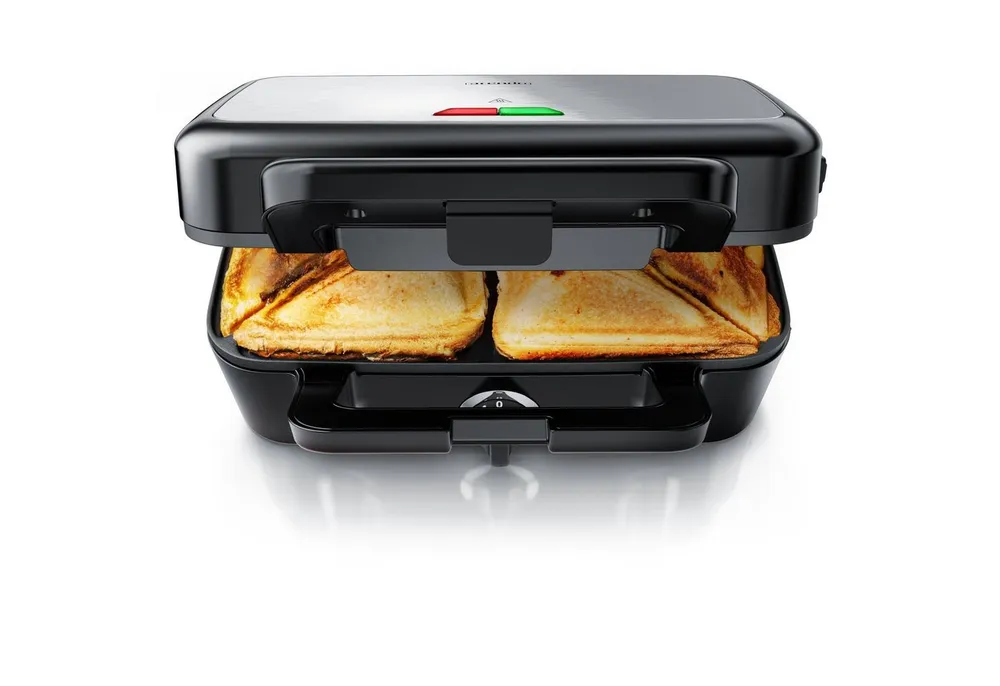 Arendo Sandwichmaker Antihaftbeschichtung, Sandwich Maker, Sandwichtoaster für große Toasts, 1200 W, abnehmbare und spülmaschinentaugliche Platten, Temperaturkontrolle
