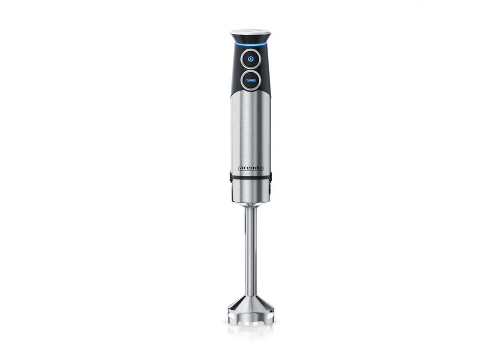 Arendo Stabmixer Edelstahl Pürierstab, Handmixer, stufenlose Regelung, silber, 1500 W, 2 Geschwindigkeitsstufen, 4-Klingen, einfache Reinigung, DC Motor