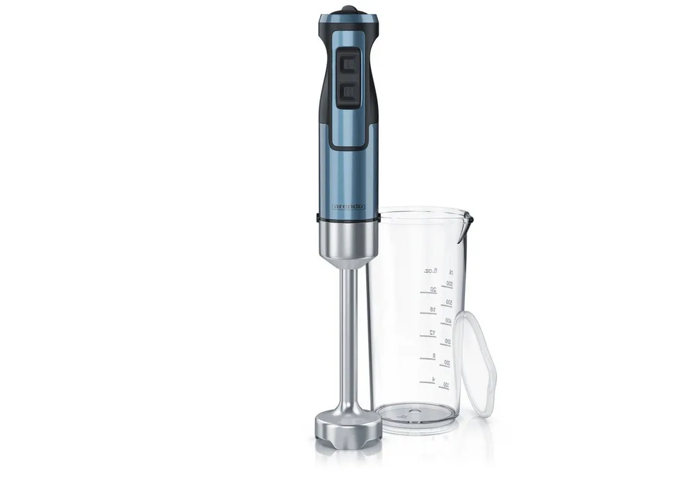Arendo Stabmixer Edelstahl Pürierstab in Rot mit Messbecher, Handmixer, stufenlose Rege, 1000 W, Turbotaste, Abnehmbarer Mixfuß, GS-Zertifiziert
