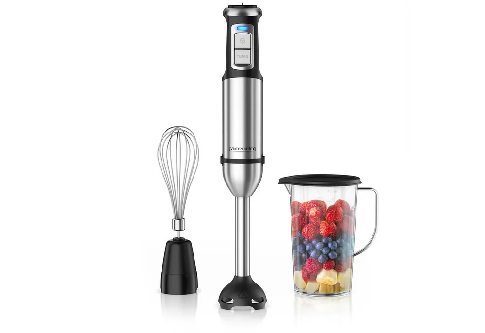 Arendo Stabmixer Set 2000 Watt, Edelstahl Pürierstab, Handmixer, stufenlose Regelung, 2000 W, Turbotaste, Abnehmbarer Mixfuß, DC-Motor, ergonomischer Griff