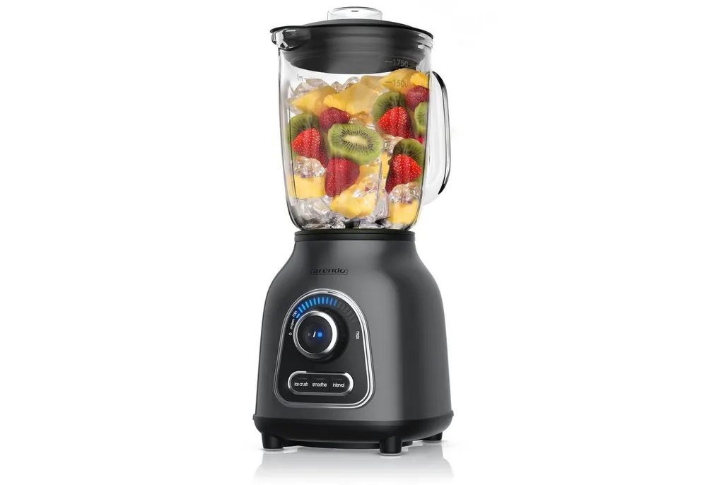 Arendo Standmixer Edelstahl Power Mixer, 1,75l Glasbehälter, Blender, Hochleistungsmixer, 1400 W, Edelstahlmesser, 10 Leistungsstufen, Impulsfunktion, Blender