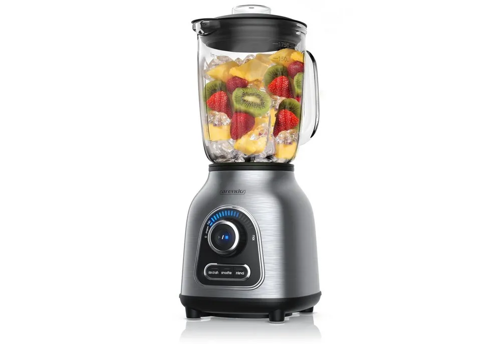 Arendo Standmixer Edelstahl Power Mixer, 1,75l Glasbehälter, Blender, Hochleistungsmixer, 1400 W, Edelstahlmesser, 10 Leistungsstufen, Impulsfunktion, Blender
