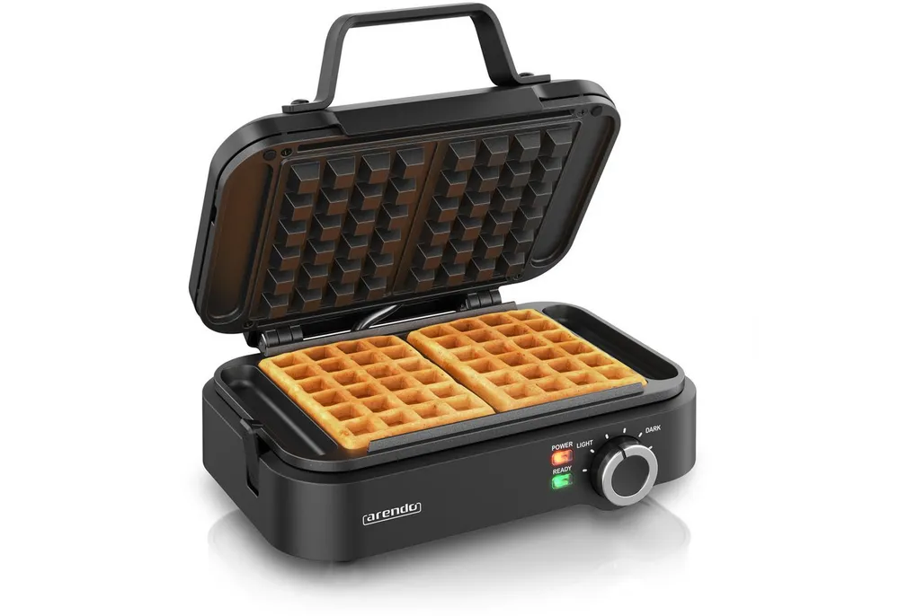 Arendo Waffeleisen Waffelautomat – 2 Waffeln à 12,6 cm-, 1200 W, Antihaftbeschichtung – Belgische Waffeln