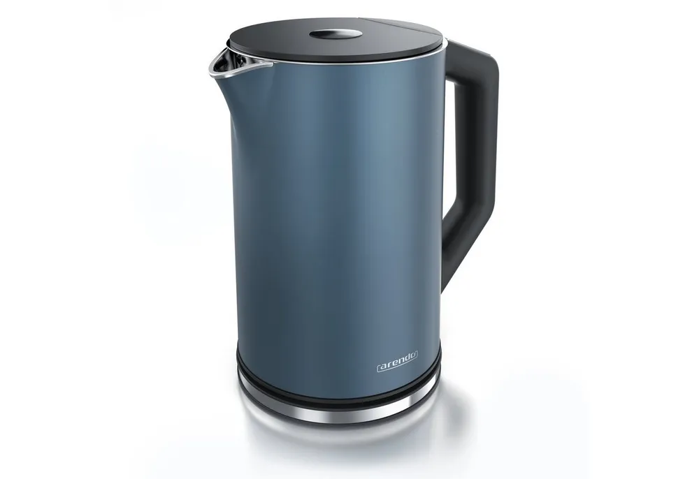 Arendo Wasserkocher aus Edelstahl, Temperatureinstellung 40°–100°C mit Anzeige, Doppelwand, 1,5 l, 2200 W, Teekocher mit Temperaturanzeige, in 5 °C-Schritten einstellbar