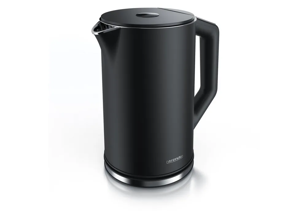 Arendo Wasserkocher aus Edelstahl, Temperatureinstellung 40°–100°C mit Anzeige, Doppelwand, 1,5 l, 2200 W, Teekocher mit Temperaturanzeige, in 5 °C-Schritten einstellbar