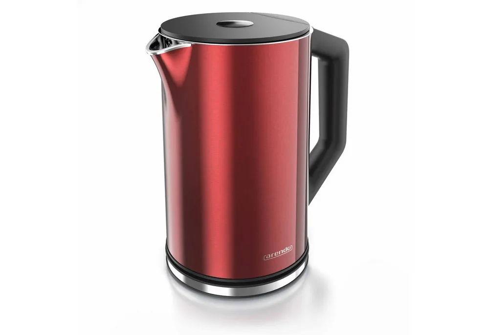 Arendo Wasserkocher aus Edelstahl, Temperatureinstellung 40°–100°C mit Anzeige, Doppelwand, 1,5 l, 2200 W, Teekocher mit Temperaturanzeige, in 5 °C-Schritten einstellbar
