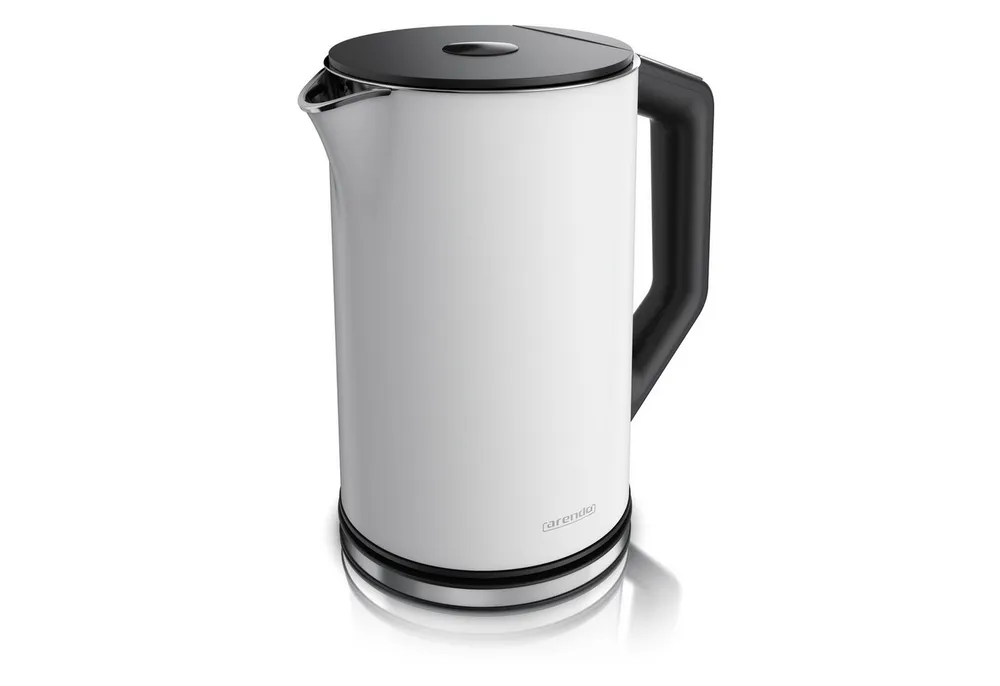 Arendo Wasserkocher aus Edelstahl, Temperatureinstellung 40°–100°C mit Anzeige, Doppelwand, 1,5 l, 2200 W, Teekocher mit Temperaturanzeige, in 5 °C-Schritten einstellbar