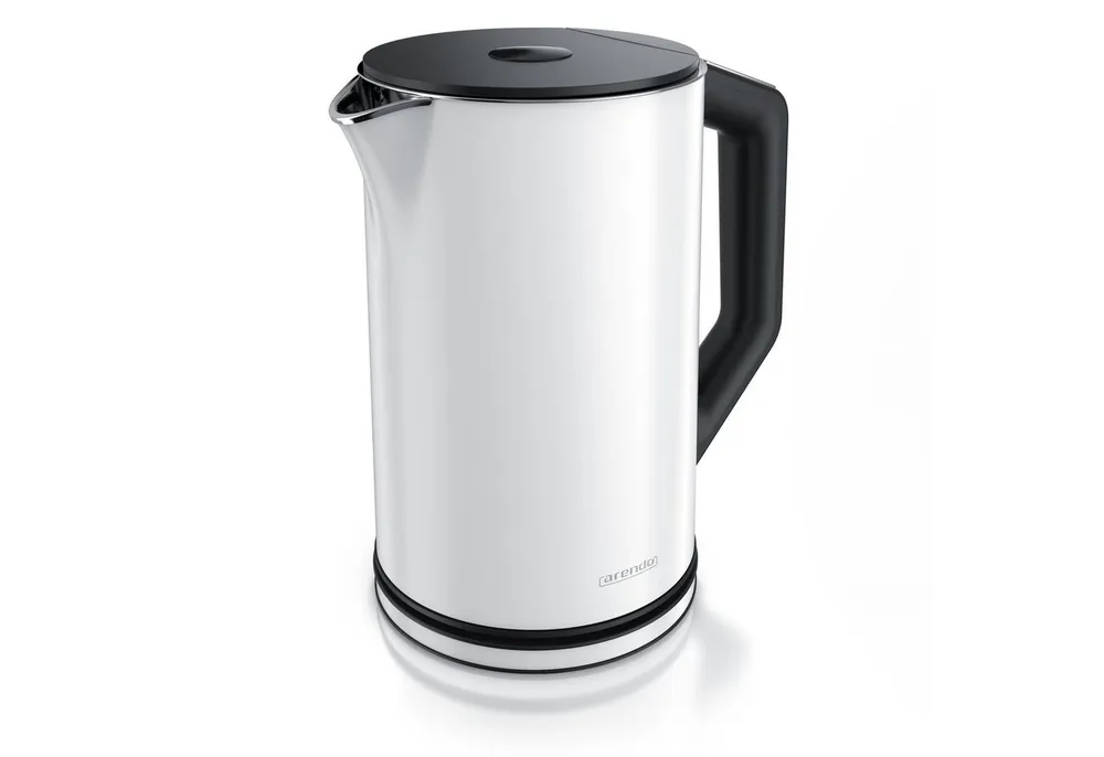 Arendo Wasserkocher aus Edelstahl, Temperatureinstellung 40°–100°C mit Anzeige, Doppelwand, 1,5 l, 2200 W, Teekocher mit Temperaturanzeige, in 5 °C-Schritten einstellbar